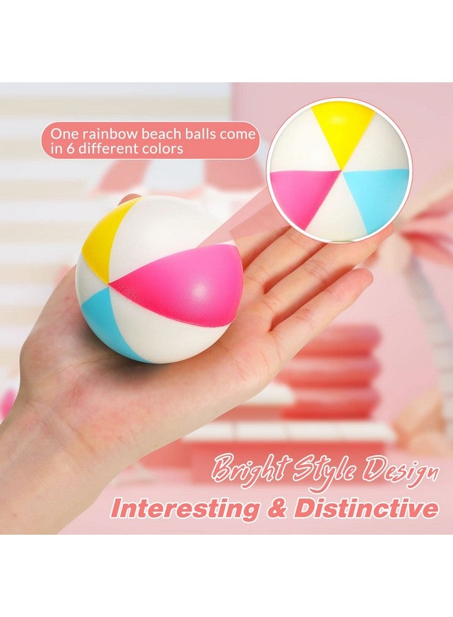 24 Pcs Mini Beach Stress Balls 2.5 Inch Foam Pu Relief Stress Ball Mini Rainbow Blow Up Beach Balls Toys For Girls Boys Birthday Beach Hawaiian Party Favors Summer Pool Games(Bright Color)