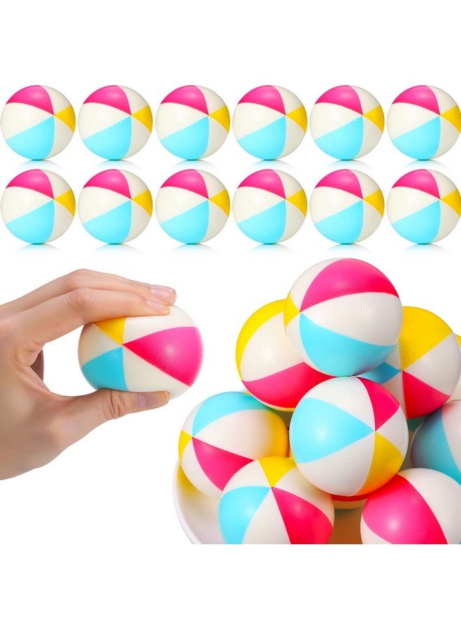 24 Pcs Mini Beach Stress Balls 2.5 Inch Foam Pu Relief Stress Ball Mini Rainbow Blow Up Beach Balls Toys For Girls Boys Birthday Beach Hawaiian Party Favors Summer Pool Games(Bright Color)
