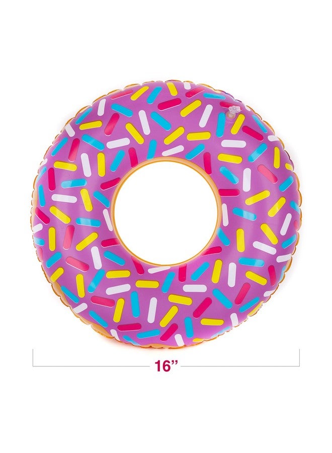 Inflatable Donut Pool Float For Kids (Pack Of 4) Colorful Sprinkle Donut Inflatables Tube In Assorted Designs For Summer & Beach Donut Birthday Party Decorations Durable Water Pool Toys For Kids