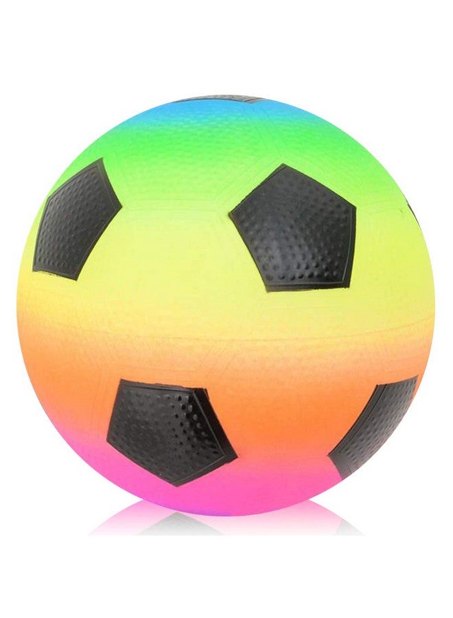 Rainbow Soccer Playground Ball For Kids Bouncy 9 Inch Kick Ball For Backyard Park And Beach Outdoor Fun Beautiful Colors Durable Outside Play Toys For Boys & Girls Sold Deflated