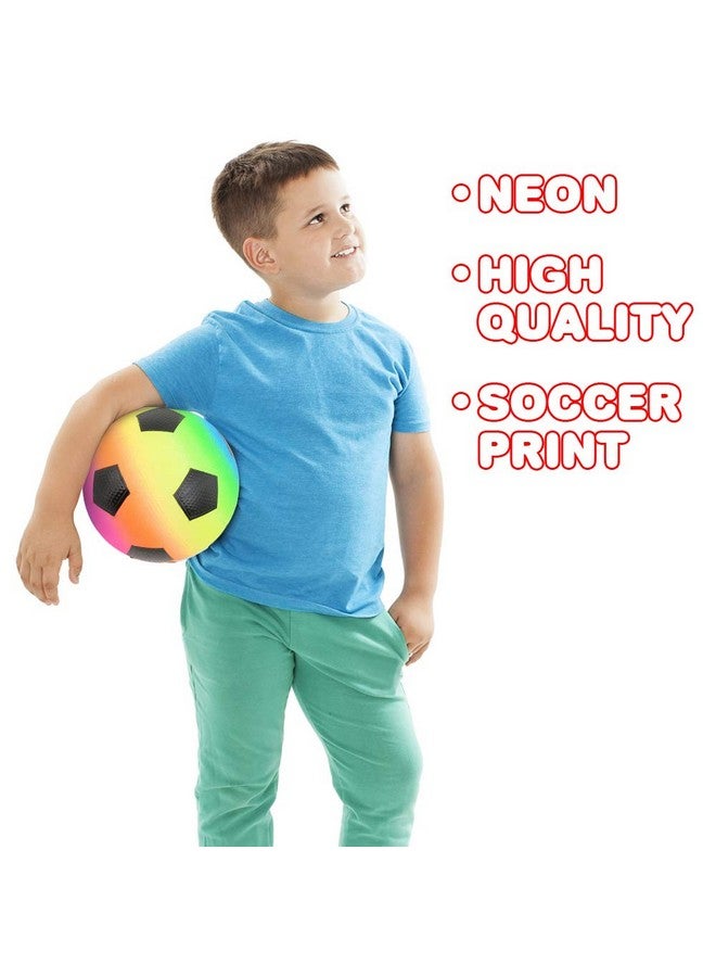 Rainbow Soccer Playground Ball For Kids Bouncy 9 Inch Kick Ball For Backyard Park And Beach Outdoor Fun Beautiful Colors Durable Outside Play Toys For Boys & Girls Sold Deflated