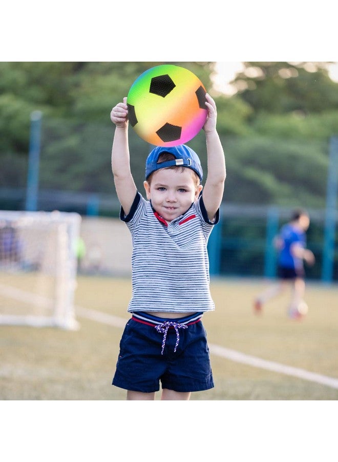 Rainbow Soccer Playground Ball For Kids Bouncy 9 Inch Kick Ball For Backyard Park And Beach Outdoor Fun Beautiful Colors Durable Outside Play Toys For Boys & Girls Sold Deflated