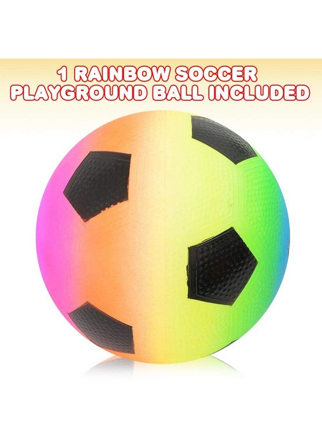 Rainbow Soccer Playground Ball For Kids Bouncy 9 Inch Kick Ball For Backyard Park And Beach Outdoor Fun Beautiful Colors Durable Outside Play Toys For Boys & Girls Sold Deflated