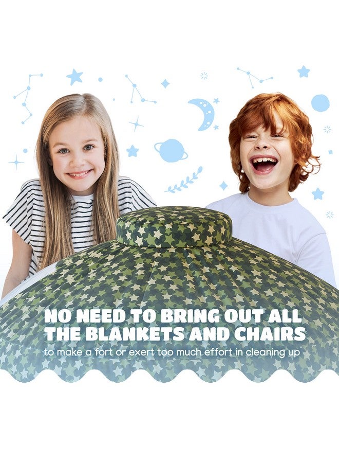 Air Tent Fort Large Camo Stars With Floor Playhouse For Kids Inflatable Kids Fort Sets Up And Stores Away In Seconds (Fan Not Included)