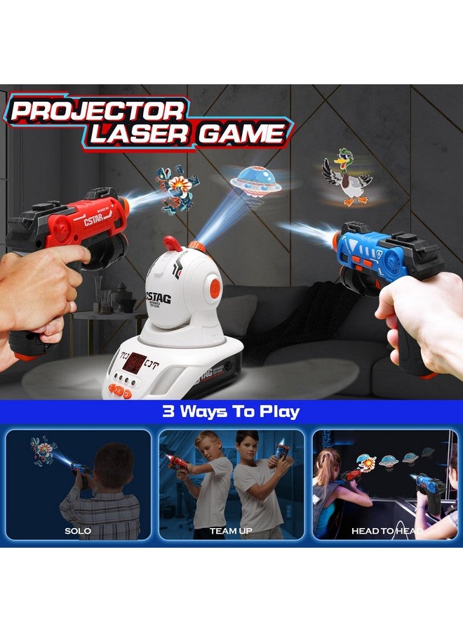 Infrared Laser Tag Set With Projector 2 Player Infrared Mini Laser Tag Guns For Kids Boys 3+ Indoor/Outdoor Exciting Game Perfect Family Activity Toy For Kids Age 4 5 6 7 Boys Girls Gift