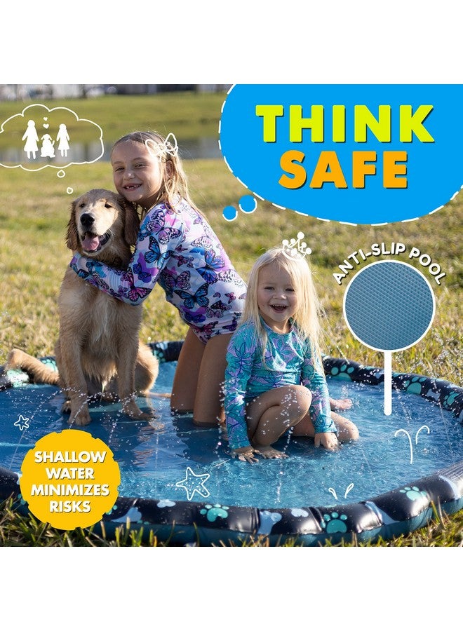 Non Slip Splash Pad For Kids And Dogs 69’’ Extra Large Sprinkler Kids Dog Water Summer Toys Great Outdoor Toys Toddlers 13 Ages 48 Wading Pool Backyard