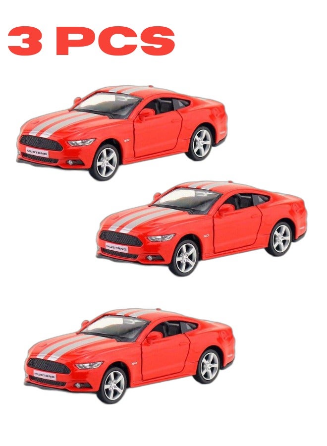 3-Piece Alloy Die Cast Model Car Set with Openable Doors & Pull Back Action for Kids