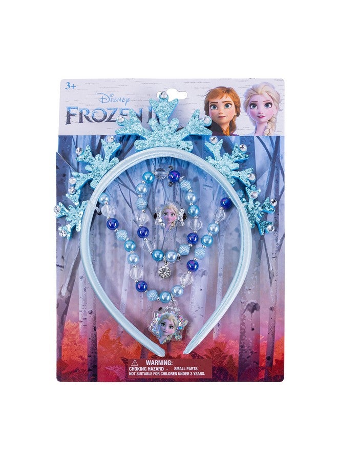 Frozen Princess Dress Up Accessory Set 3 Pcs Jewelry Set Blue Princess Elsa Tiara Bracelet Elsa Necklace Birthday Holiday Gifts For Girls Toys Dress Up Kit Ages 3+