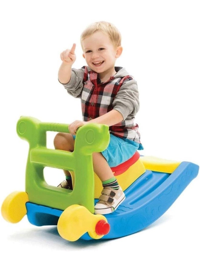 RBW TOYS Solid Wood Riding Rocking Horse Multifunctional Rocking Chair Slide Combination 2 In 1 Toy Horse Plastic Slide