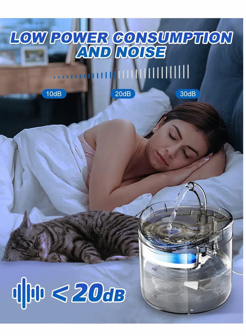 Cat Water Fountain 1.8L Cat Fountain with 4 Filters 3 Water Speed Settings and Faucet Automatic Transparent Pet Water Fountain Ultra Quiet Drinking Fountain for Cats Dogs Pet