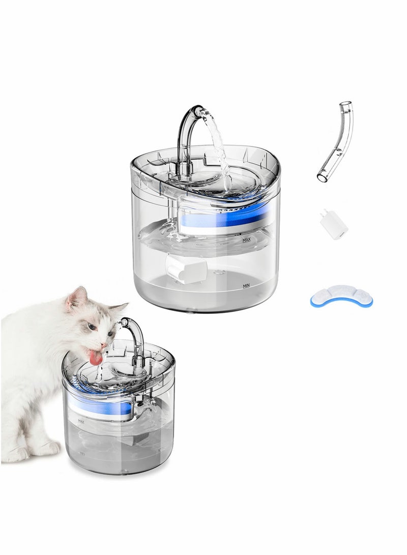 Cat Water Fountain 1.8L Cat Fountain with 4 Filters 3 Water Speed Settings and Faucet Automatic Transparent Pet Water Fountain Ultra Quiet Drinking Fountain for Cats Dogs Pet