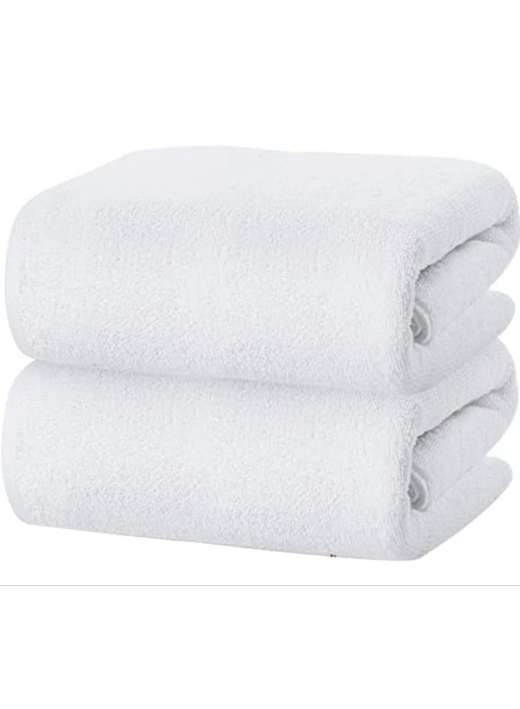 Bath Towels (70x140 cm) Pack of 2, 100% Egyptian Cotton Premium Quality 600 GSM, Super Soft & High Absorbent Towels, (White)