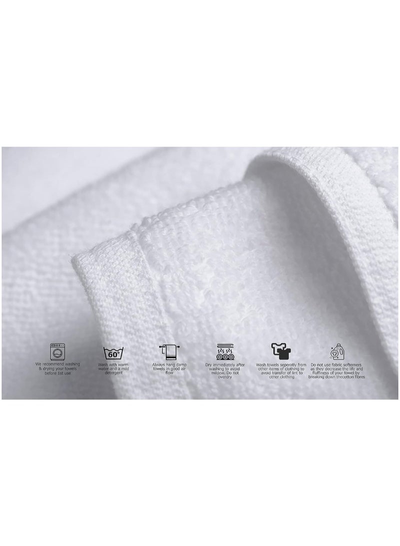 Bath Towels (70x140 cm) Pack of 2, 100% Egyptian Cotton Premium Quality 600 GSM, Super Soft & High Absorbent Towels, (White)