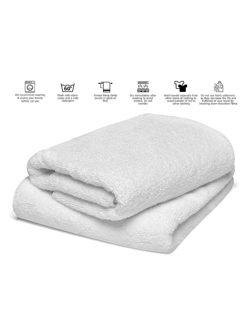 Bath Towels (70x140 cm) Pack of 2, 100% Egyptian Cotton Premium Quality 600 GSM, Super Soft & High Absorbent Towels, (White)