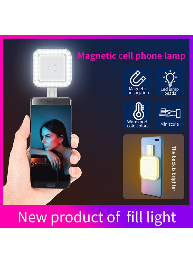 Magnetic LED Fill Light for Phone Selfie Light LED Video Light 2500K-9000K Dimmable Built-in Battery Replacement for iPhone 15/14/13/12 Android Phone Video Conference Vlog Live Streaming Makeup