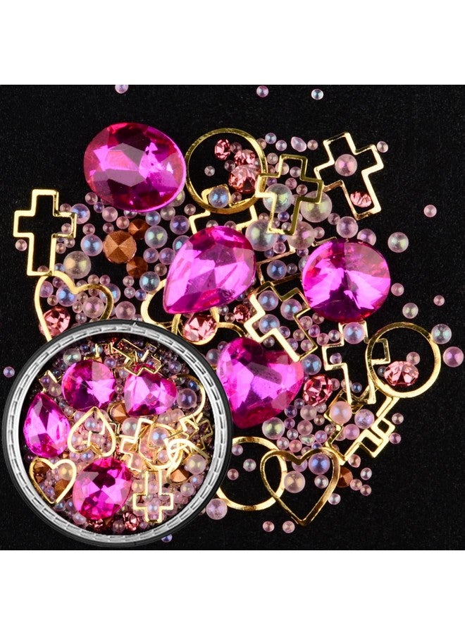 6 Wheels Mixed Sparkle Nail Art Rhinestones Diamonds Crystals Butterfly Beads Artificial Pearls Gold Silver Nail Studs Gems Metal Hollow Rivets Charms (Micro Caviar Beads Kit)