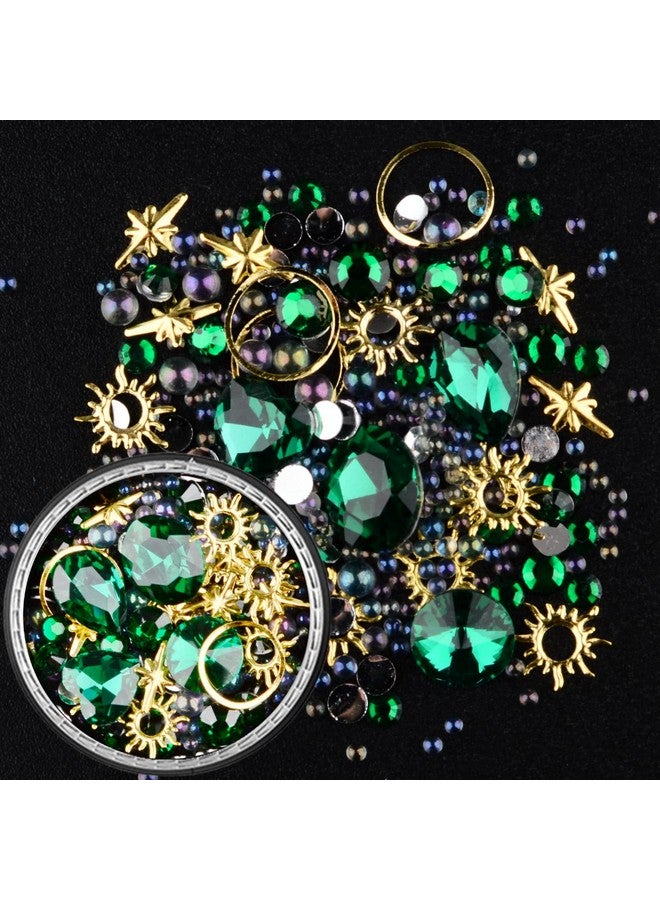 6 Wheels Mixed Sparkle Nail Art Rhinestones Diamonds Crystals Butterfly Beads Artificial Pearls Gold Silver Nail Studs Gems Metal Hollow Rivets Charms (Micro Caviar Beads Kit)