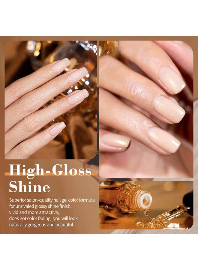 Glitter Nude Gel Polish 6Pcs Set Pale Pink Milky Jelly Cashmere Pink Beige Apricot Champagne Brown Shimmer Iridescent Holographic Gel Nail Polish 7.5Ml Translucent Natural Soak Off Uv Led Cured