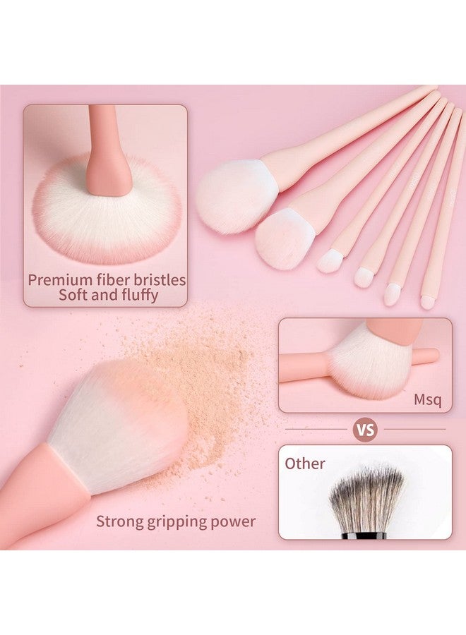 Make Up Brushes 8Pcs Makeup Brush Set Foundation Brush Blending Brush Eyeshadow Brushes Eye Brushes Set With Bag (Pink)