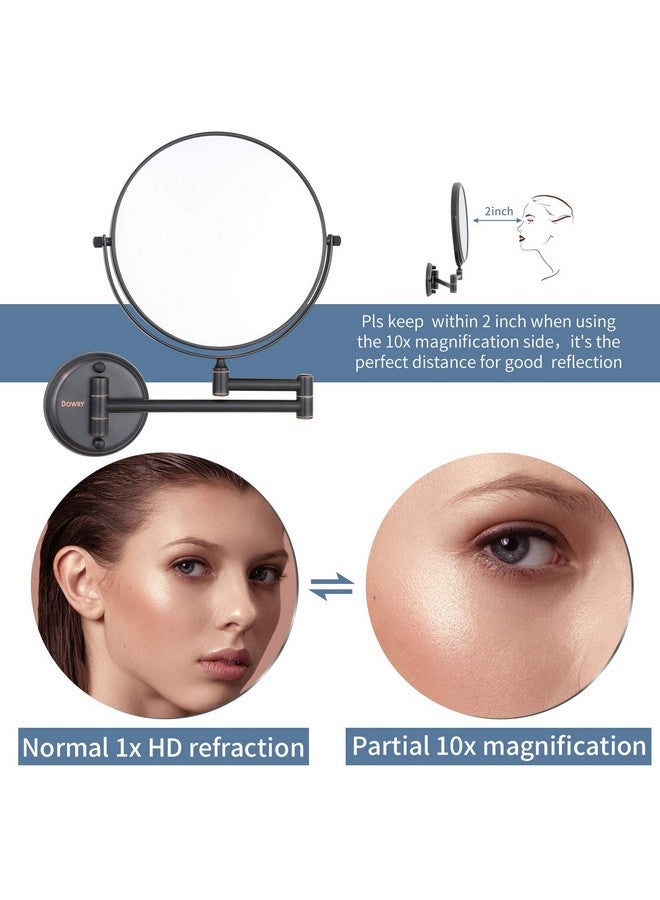 Wall Mounted Magnifying Makeup Mirror With 10X Magnification Oil Rubbed Bronze 8 Inch Doublesided Swivel Makeup Mirror Wall 12 Inch Extension