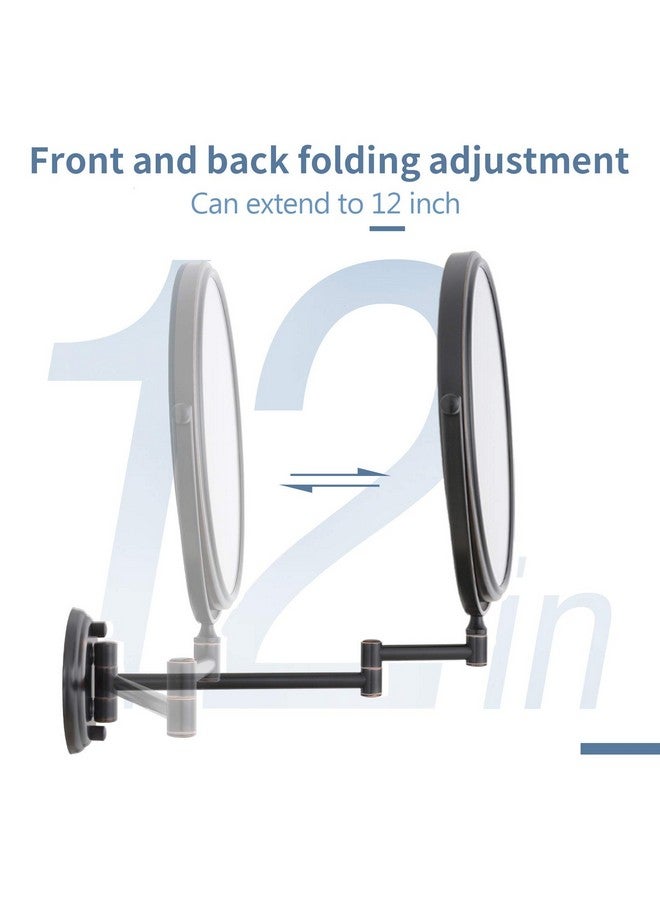 Wall Mounted Magnifying Makeup Mirror With 10X Magnification Oil Rubbed Bronze 8 Inch Doublesided Swivel Makeup Mirror Wall 12 Inch Extension