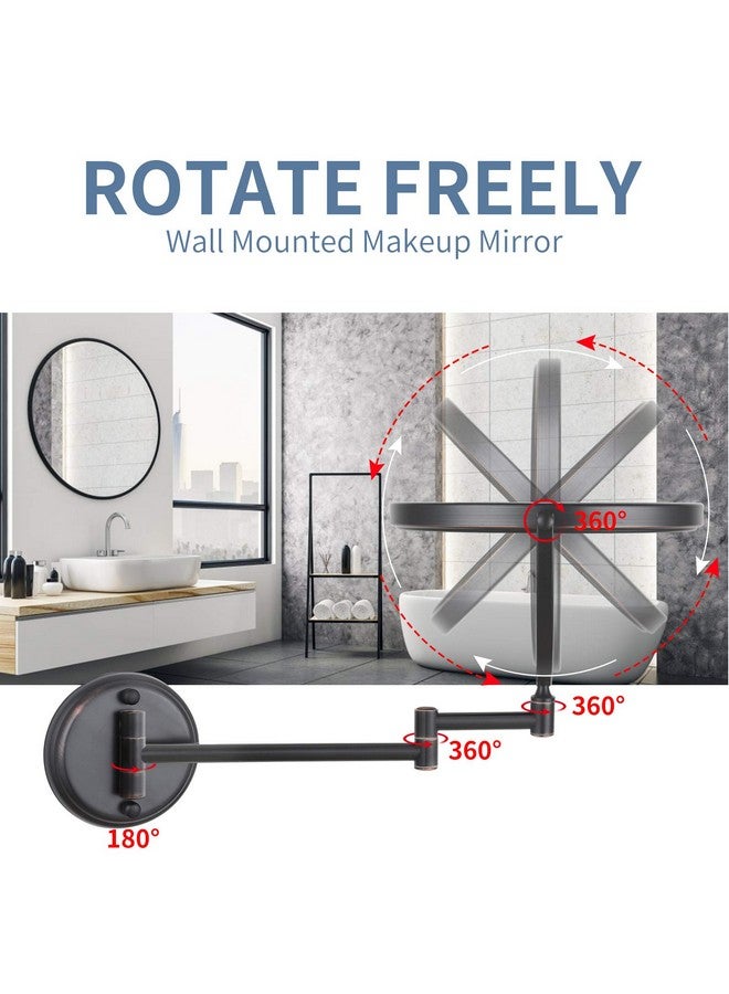Wall Mounted Magnifying Makeup Mirror With 10X Magnification Oil Rubbed Bronze 8 Inch Doublesided Swivel Makeup Mirror Wall 12 Inch Extension