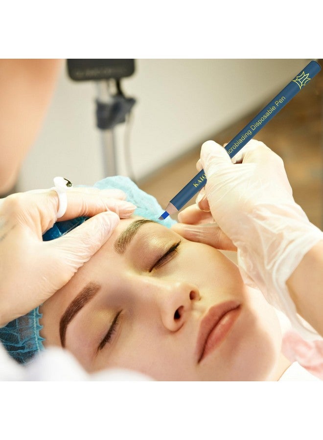 Microblading Eyebrow Pen (Pack Of 10) Disposable Pen For Brows Sterilized Blade Manual Eyebrow Pens Sterilized Blade Tools For Eyebrow (5F18+U18 Sharp) (Multicolor)