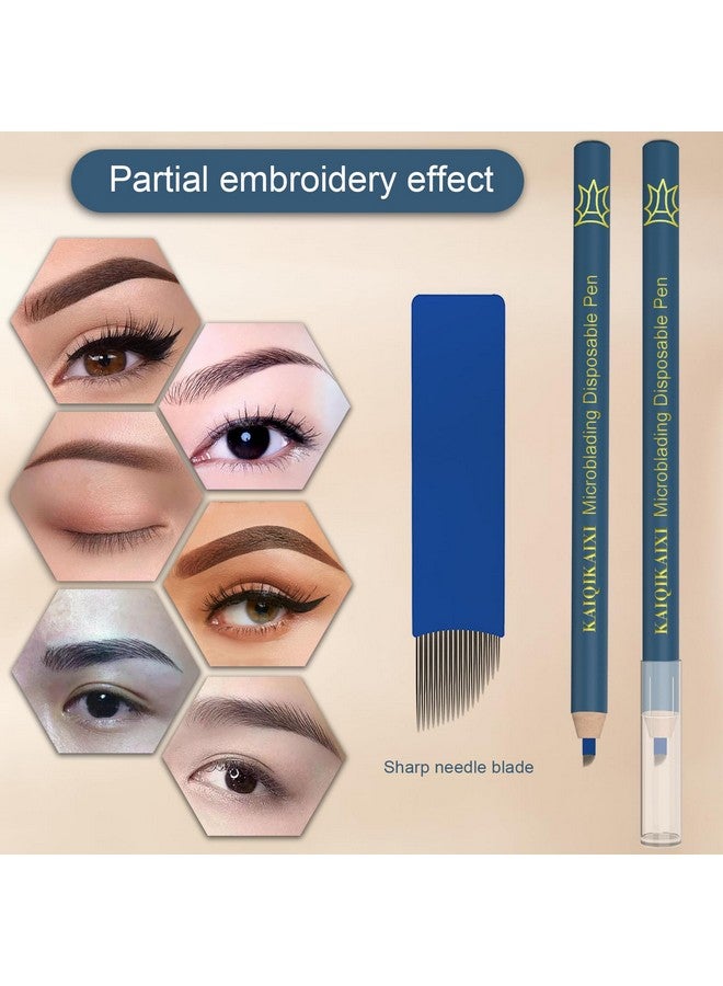 Microblading Eyebrow Pen (Pack Of 10) Disposable Pen For Brows Sterilized Blade Manual Eyebrow Pens Sterilized Blade Tools For Eyebrow (5F18+U18 Sharp) (Multicolor)