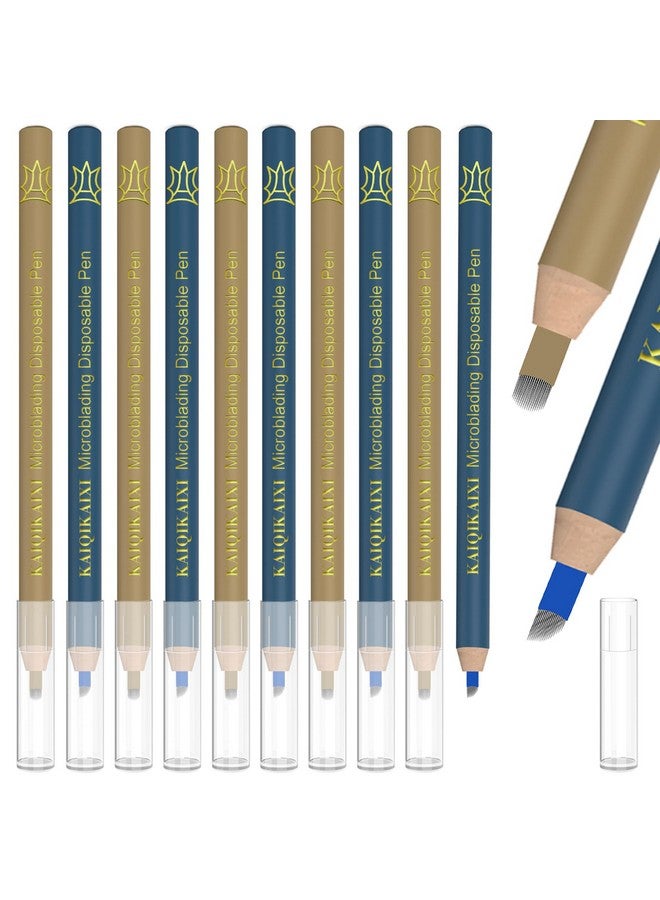 Microblading Eyebrow Pen (Pack Of 10) Disposable Pen For Brows Sterilized Blade Manual Eyebrow Pens Sterilized Blade Tools For Eyebrow (5F18+U18 Sharp) (Multicolor)