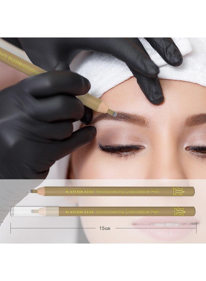 Microblading Eyebrow Pen (Pack Of 10) Disposable Pen For Brows Sterilized Blade Manual Eyebrow Pens Sterilized Blade Tools For Eyebrow (5F18+U18 Sharp) (Multicolor)