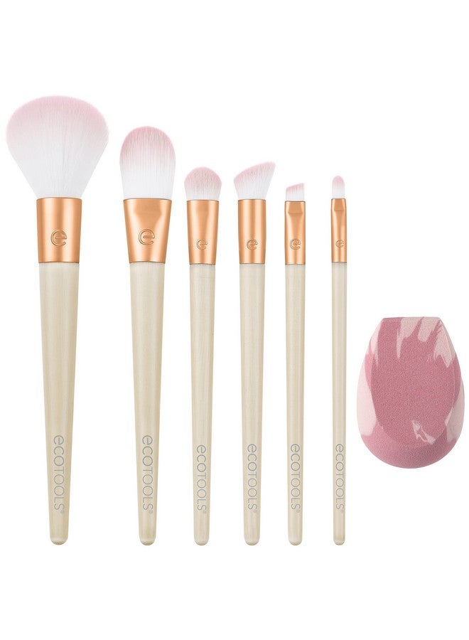 Limited Edition Wrapped In Glow Makeup Brush & Sponge Kit Makeup Blender & Face Brushes Seamless Application And Buildable Coverage Ecofriendly Makeup Tools 7 Piece Holiday Gift Set