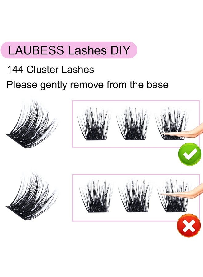 Individual Lashes 1418Mm 144Pcs Cluster Lashes Mixed Tray Volume Eyelash Clusters Diy Lash Extension Kit Soft Lash Clusters Fluffy Mink Cluster Eyelash Extensions (030.07D 1418Mm)