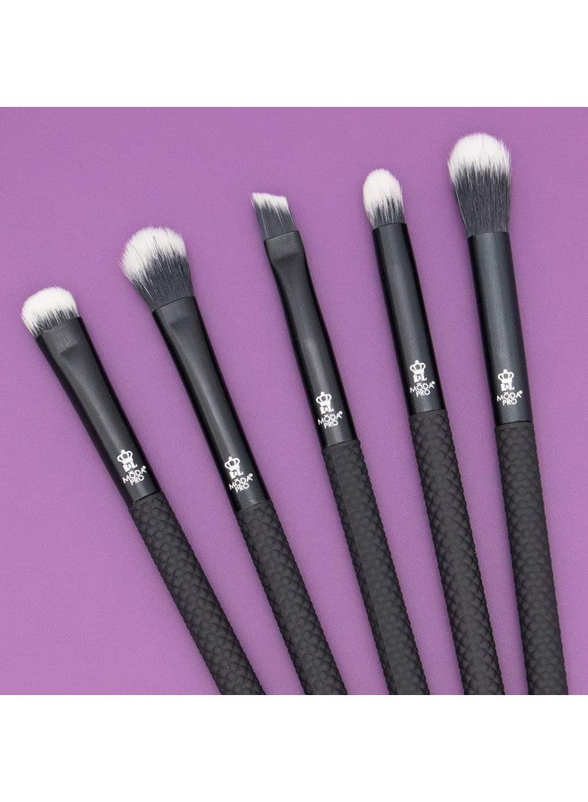 Pro 5Pc Deluxe Eye Makeup Brush Kit Includes Shader Crease Detail Smudger And Liner Brushes (Black)
