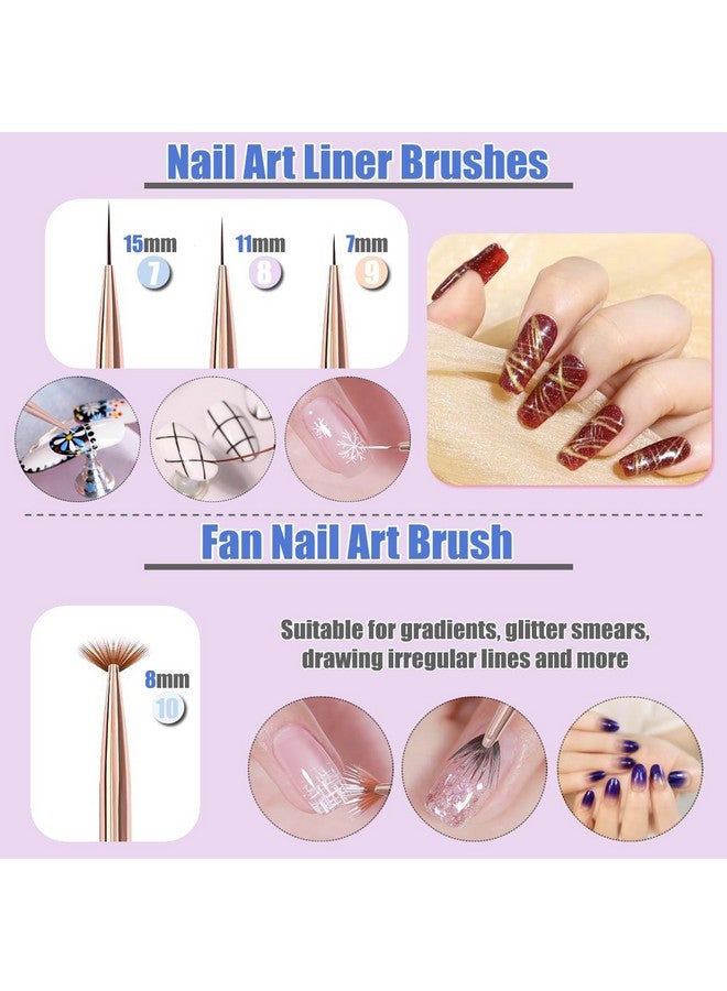 10Pcs Nail Art Brushes Nail Gel Polish Painting Brush Drawing Pen Nail Liner Brush And Nail Dotting Pen For Gel Polish Diy Manicure Salon At Home