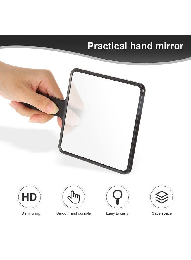 3 Pieces Handheld Square Mirror Small Mirrors With Handle Black Hand Mirror Makeup Handheld Mirror Hairdressing Mirror For Face Makeup Portable Travel Vacation Home And Salon