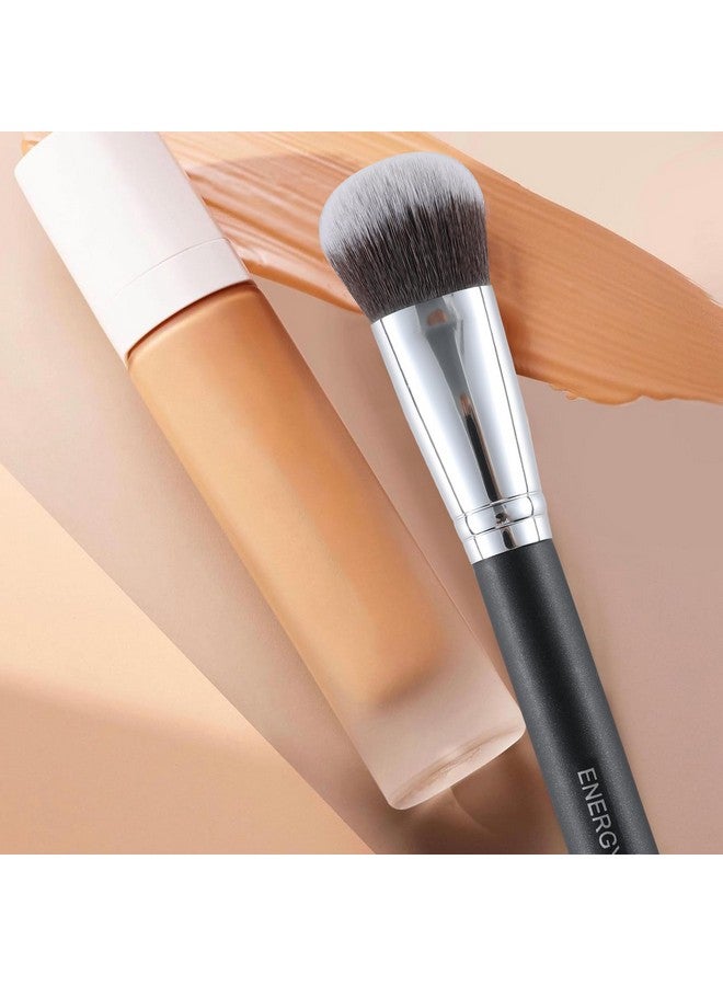 Foundation Brush Expert Face Makeup Brush For Liquid Cream Powder Blending Buffing Buildable Coverage For Base Makeup Dense Vegan Synthetic Bristles Black