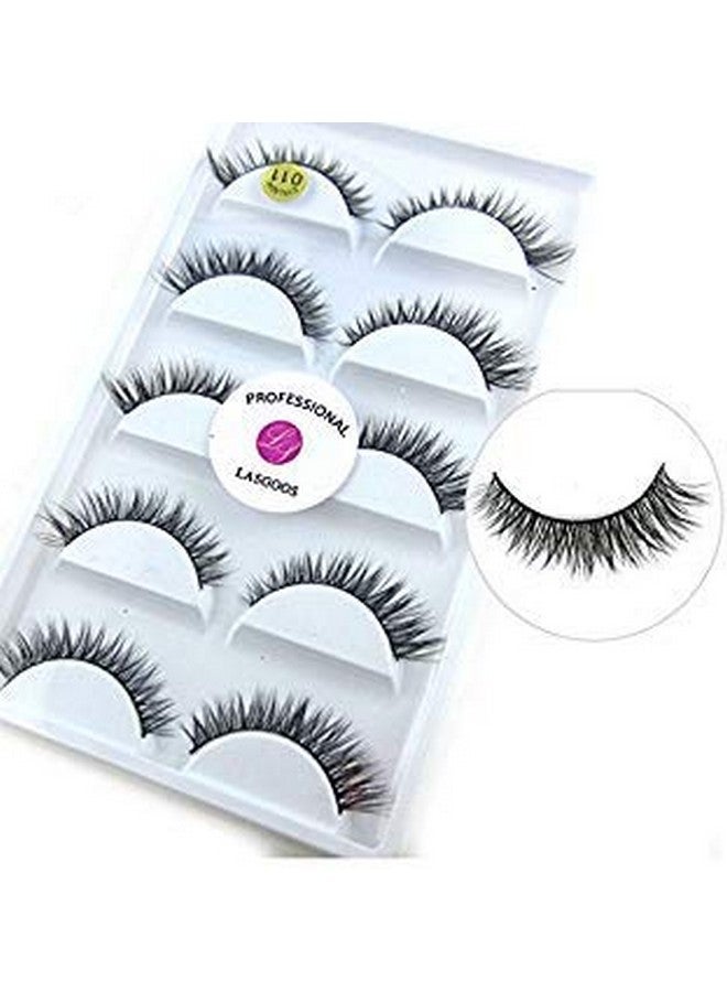 3D Real Mink False Eyelashes Lasgoos 100% Siberian Mink Fur Crueltyfree Luxurious Natural Short Cross Winged Fake Eye Lashes Makeup 5 Pairs/Box L0115