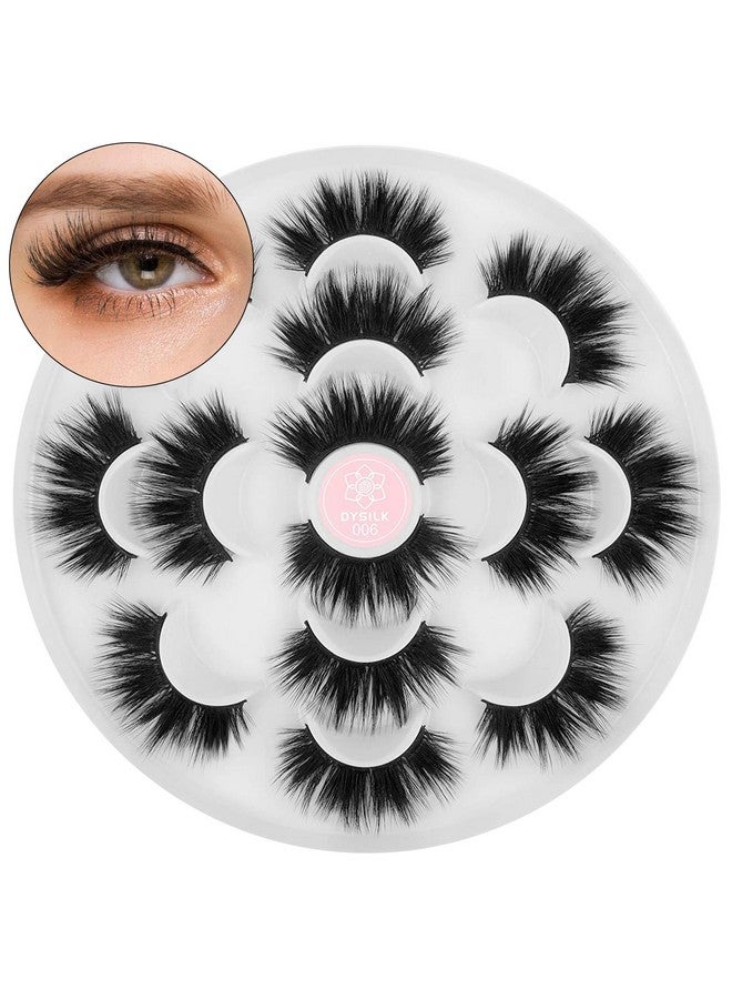 Wispy Lashes Mink Eyelashes Fluffy Eyelashes 7 Pairs 6D Lashes Faux Mink Eyelashes Wispy Lashes Natural Look False Eyelashes Long Lashes Pack Mink Lashes Soft Reusable Eye Lashes 006