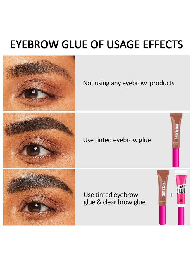 Waterproof Tinted Brow Gel Kit 1 Tinted Thickening Eyebrow Gel & 1 Clear Setting Brow Glue Extreme Hold Brow Fast Sculpt Waterproof Transferproof With 1 Brow Razor & 1 Brush 04