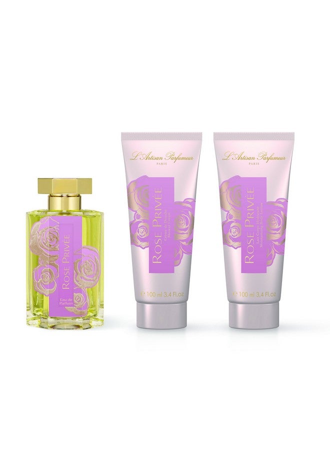 Rose Privée Set: 3.4 Oz Eau De Parfum Spray + 3.4 Oz Shower Cream + 3.4 Oz Moisturizing Body Lotion