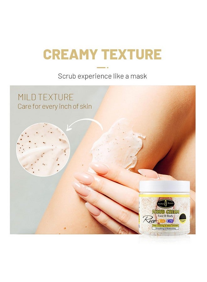 Rice Scrub Face Body Cream Deep Cleaning Detox Exfoliation Smoothing Moisturizing Skin 200Ml / 3.76Fl.Oz