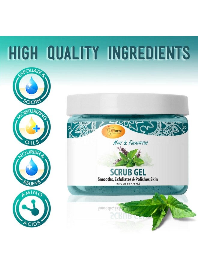Exfoliating Scrub Pumice Gel Mint And Eucalyptus 16 Oz Manicure Pedicure And Body Exfoliator Infused With Hyaluronic Acid Amino Acids Panthenol And Comfrey Extract