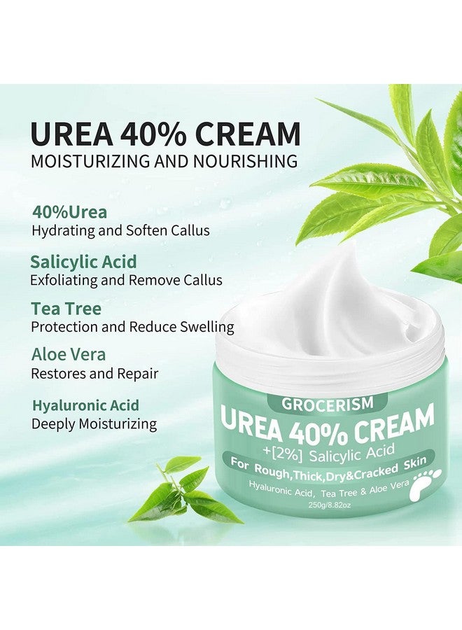 Urea Cream 40 Percent For Feet Plus 2% Salicylic Acid 8.82 Oz Foot Cream And Hand Cream Maximum Strength With Hyaluronic Acid Tea Treeand Aloe Vera For Deep Moisturizes Callus Remover And Soften