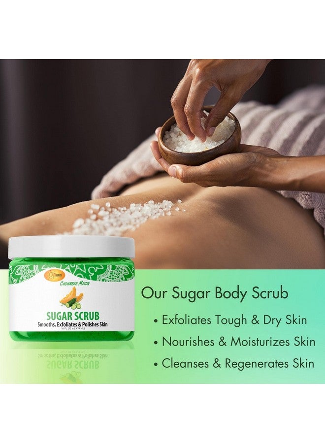 Sugar Body Scrub Cucumber Melon 16 Oz Exfoliating Moisturizing Hydrating And Nourishing Glow Polish Smooth And Fresh Skin Body Exfoliator