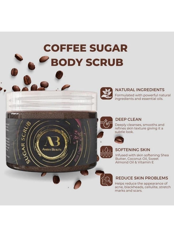 Uty Sugar Body Scrub Moisturizing Exfoliating Deep Skin Cleanser. Reduces Acne Cellulite Stretch Marks Dead Skin Scars And Wrinkles 14Oz (Coffee)