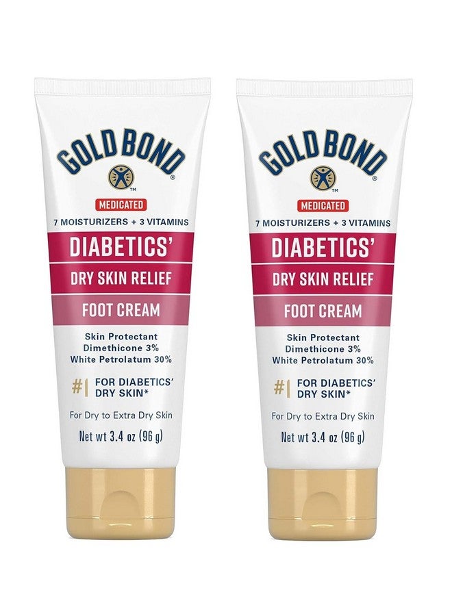 Ultimate Diabetics' Dry Skin Relief Foot Cream 3.4 Oz. Soothes Skin Discomfort Pack Of 2