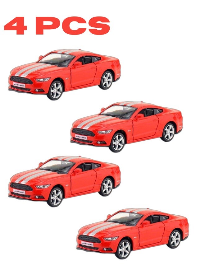 4-Piece Alloy Die Cast Model Car Set Featuring Openable Doors & Pull Back Action for Kids