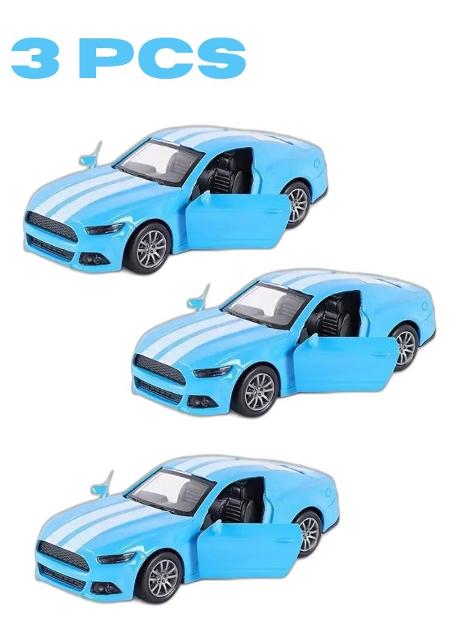 3-Piece Alloy Die Cast Model Car Collection with Openable Doors & Pull Back Action for Kids