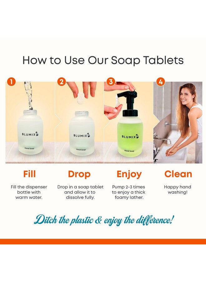 Foaming Hand Soap Starter Kit 4 Fragrant Foaming Soap Tablets With Reusable Glass Pump Dispenser Nontoxic Sustainable Skinfriendly Formula Zero Waste Cleaning Products