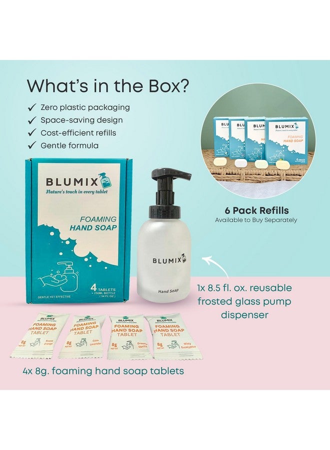 Foaming Hand Soap Starter Kit 4 Fragrant Foaming Soap Tablets With Reusable Glass Pump Dispenser Nontoxic Sustainable Skinfriendly Formula Zero Waste Cleaning Products